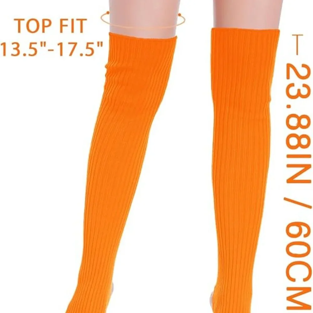 Orange Leg Warmers Toeless Yoga Dance Socks